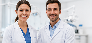Two smiling XENTECH Dental staff members in a treatment room