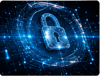 Digital padlock icon representing cybersecurity protection