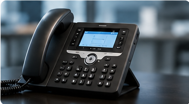 Modern business desk phone with digital display